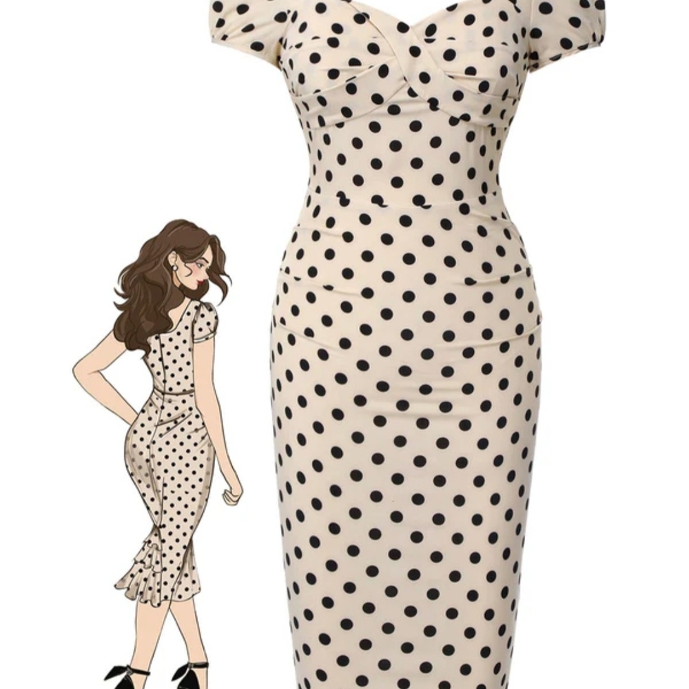 Cream Midi Dress with Sweetheart Neckline and Flutter Cap Sleeves